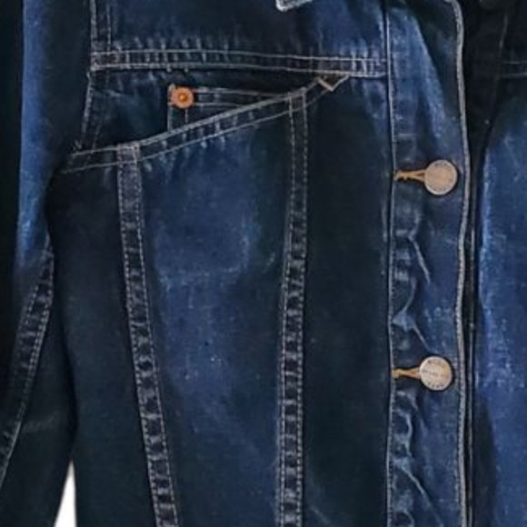 BCBGeneration MaxAzria Dark Wash Blue Denim Trucker Jean Jacket | Like New | S - Picture 13 of 15